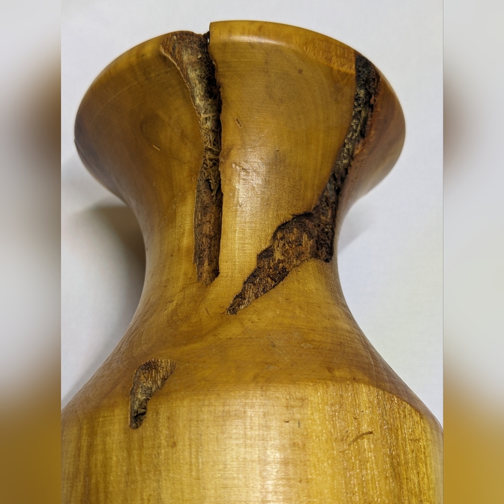 Dave Patton Signed Wood Vase, Lathe Turned Hard Maple?, 9" - Picture 6 of 11